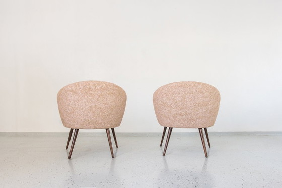 Image 1 of Roze vintage schelpfauteuils van LFM, Polen, jaren 70, set van 2