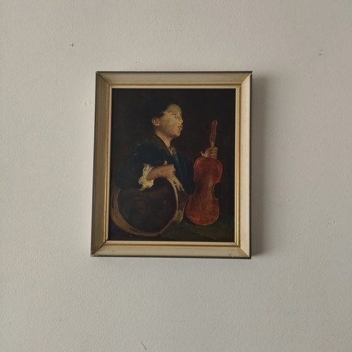 Porträtmalerei. Junge mit einem Schlagzeuger