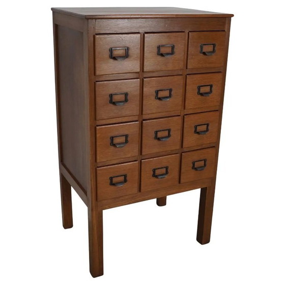 Image 1 of Botiquín/archivador antiguo holandés de roble, años 30