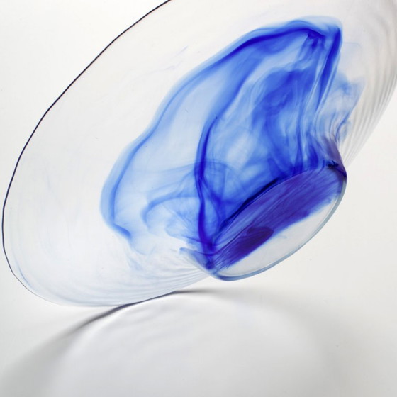 Image 1 of Vintage Blue Swirl Glass Fruit Bowl / Bormioli Rocco / Italy / 1990s