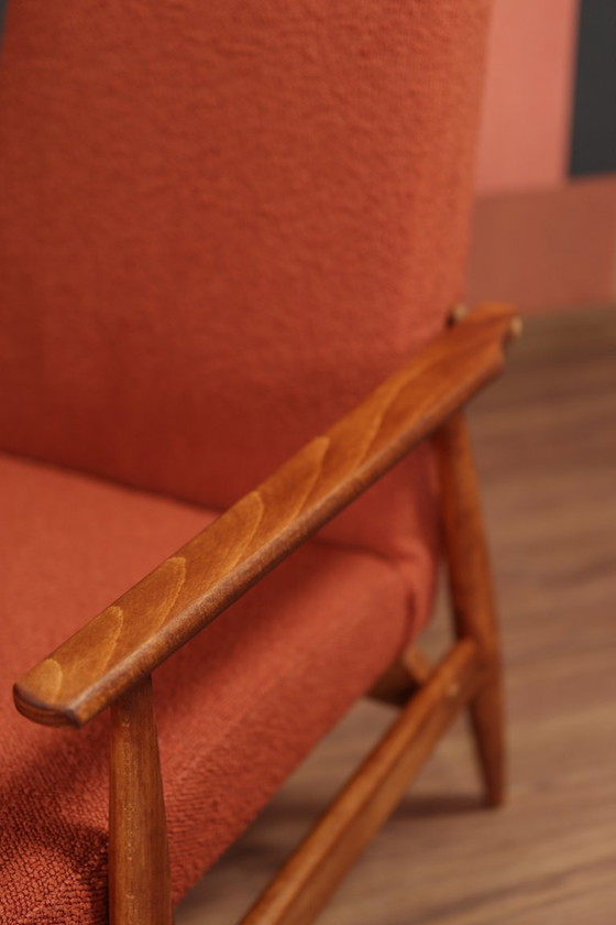 Image 1 of Lounge Chair and footrest Vintage Terracota Boucle,  Mid Century Design, 1960