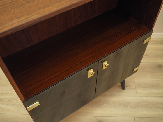 Danish Display Cabinet in Contrasting Veneer with Glass Doors and Black Tapered Legs, 1970s – Bookcases, Wood (photo 8 of 12)