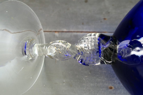 Vintage Empoli Optically Blown Glass Vase Blue (photo 5 of 5)