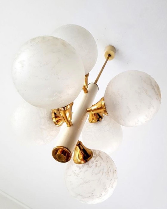 Image 1 of Kaiser Leuchten 6-Arm Glass Globe Pendant Lamp - Space Age Design from the 1960s