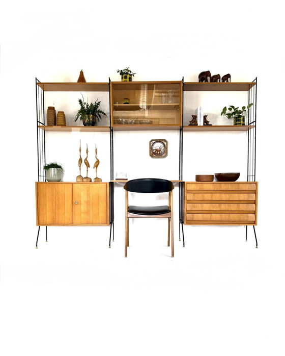 Vintage Freestanding Modular Wall System, Köch Möbel ‘60 – Wall cabinet, Wood, Glass (photo 2 of 15)