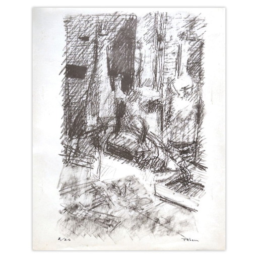 Monique PEHEM (BRETON-PROUTÉ) Naturaleza morte Litografía firmada 1961
