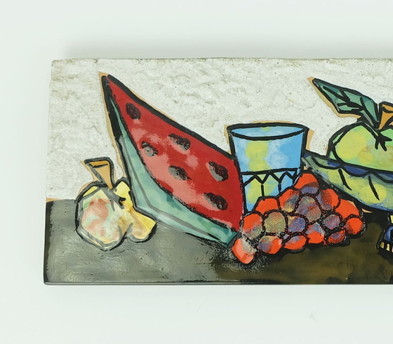 Image 1 of Mid Century Modern Wall Plaque with Still Life 1950s