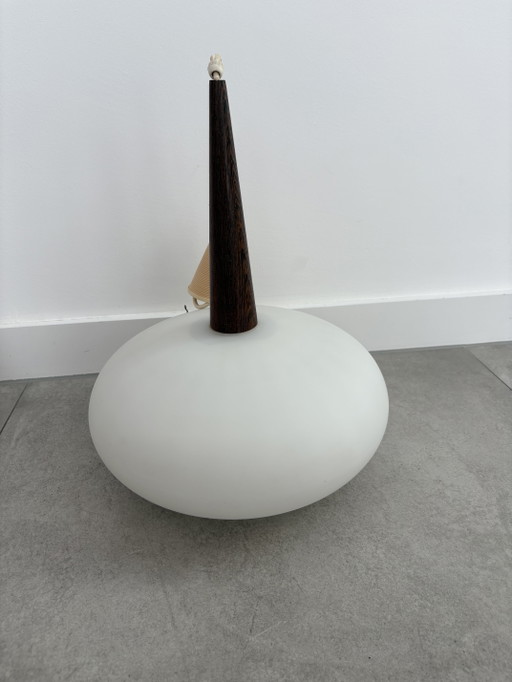 Louis Kalff Philips Lampada a sospensione Modello NG74 Grande Modello – hanglampen, Glass, Wood