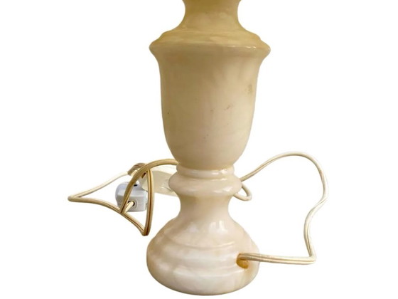 Image 1 of Two vintage alabaster bedside table lamps
