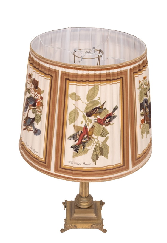 Stunning Tall chunky Bronze Corinthian Column Table Lamp with Bird Shade 1940s (photo 21 of 40)