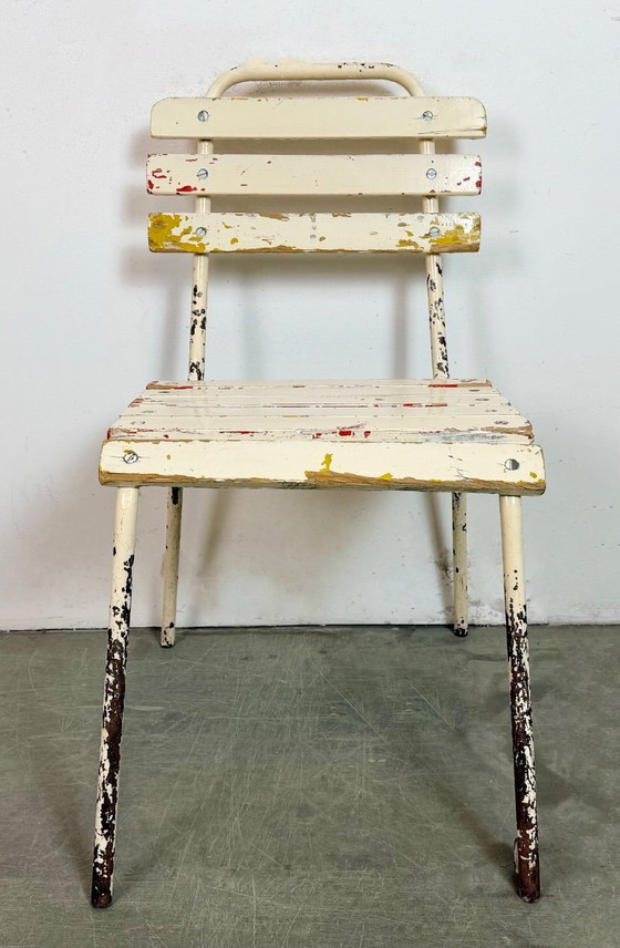 Image 1 of Vintage beige industriële stoel, jaren 60