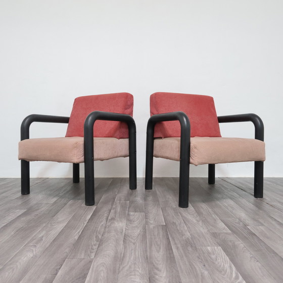 Image 1 of Paar postmoderne Memphis-stijl fauteuils uit de jaren 80, modern design