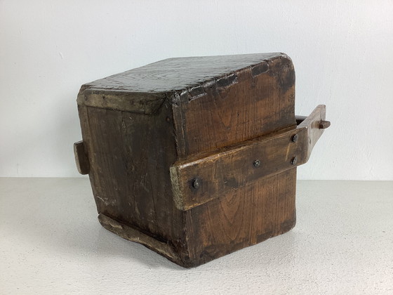 Image 1 of Vintage jaren dertig houten rijst mand kist 