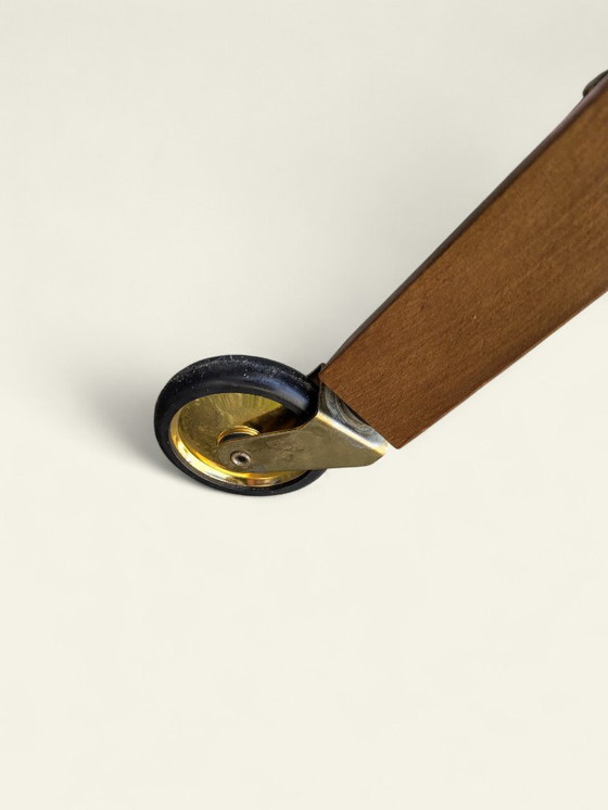 Image 1 of Une rareté ! Armoire à roulettes de couture vintage des années 70 - dessus ouvrant, utilisation polyvalente, design Mid Century