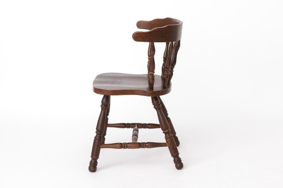 Vintage Western Style Wooden Chair, 1950s–1960s German Rustic Beechwood Dining Chair, Bonanza Style (photo 6 of 12)