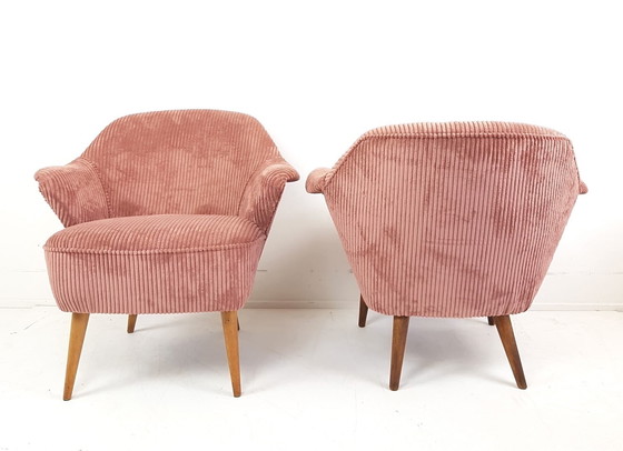 Image 1 of 2 Rosa Cocktail Stühle | Neu gepolstert Rippe Artifort