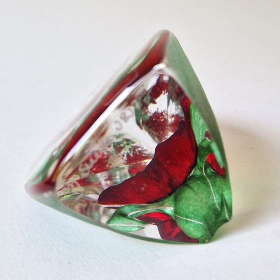 Mats Jonasson Suède - Sculpture en verre avec rose - Signée – Sculptures en verre, Glass (photo 5 of 5)