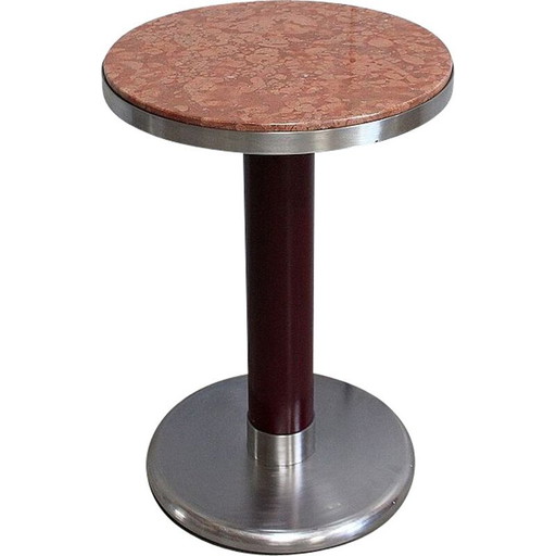 Guéridon circulaire vintage en acier inoxydable brossé, années 1920-1930