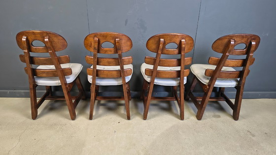 Image 1 of Vintage brutalist fishbone dining chairs, set of 4 - 1960s