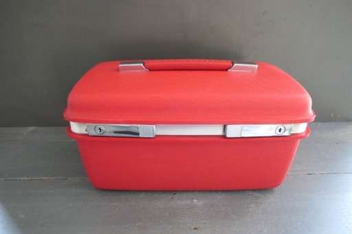 Vintage Samsonite Beauty Case Hardcover Red – reistassen, Metal, Plastic