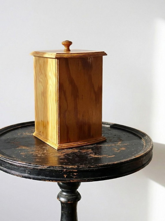 Image 1 of Vintage countertop bread box in varnished pine wood, 1970s-1990s