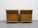 Vintage Nightstands / Teak Birch / Drawer Door / Glass Plate