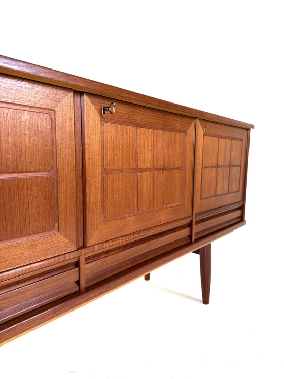Image 1 of Vintage graphic teak sideboard, Nordas Stool ‘60
