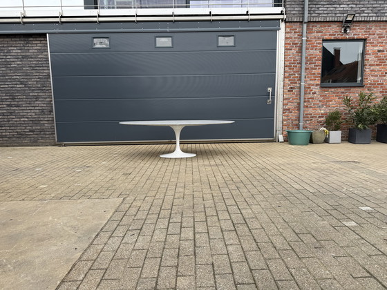 Image 1 of Original oval Knoll Tulip dining table (244cm) Carrara marble