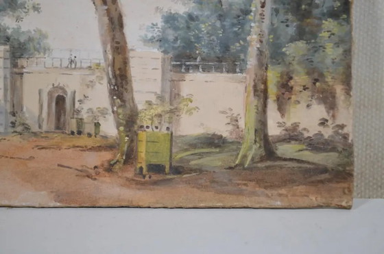 Michel Gabriel Moreau - Scuola Francese Inizio XIX Secolo "Ingresso al Giardino delle Tuileries a Parigi" (photo 3 of 8)