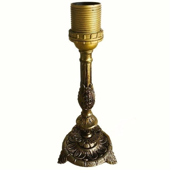 Image 1 of Vintage Portuguese baroque brass lamp base acanthus 1940s