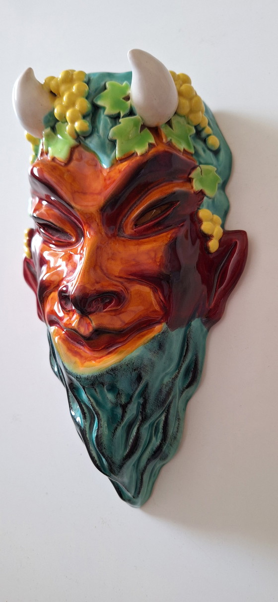 Image 1 of Vintage Keramisch masker van een Faun