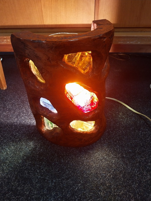 1 x brutalist wall lamp terracotta with glass 1970's