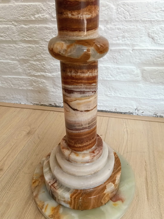 Vintage Italian Onyx Marble Side Table – Stone (photo 3 of 6)