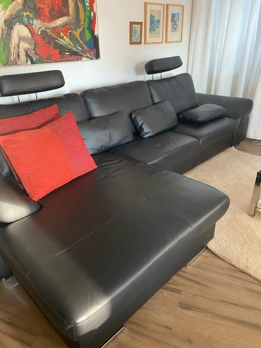 Very beautiful black leather corner sofa