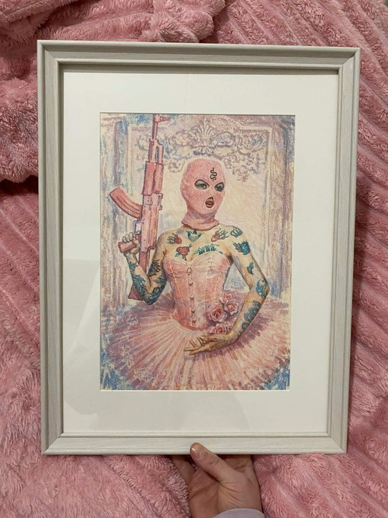 Image 1 of Ingelijste wanddecoratie met ballerina-motief