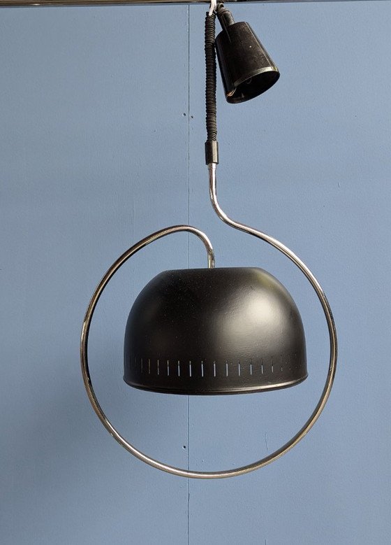 Suspension vintage Dijkstra, chrome/acier, années 1970, Dijkstra Lampen, Noir (photo 6 sur 8)