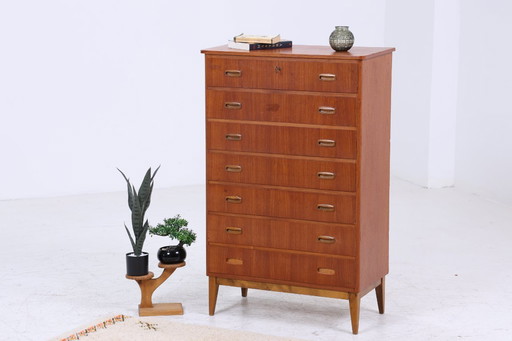 Vintage teak chest of drawers | Mid - Century cabinet wood storage 60s men's chest of drawers #08-05