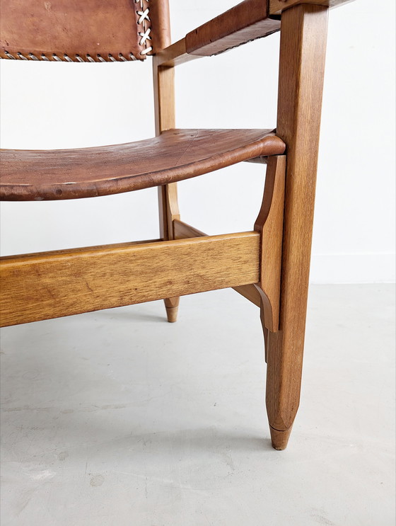 Image 1 of Arte Sano Brown Leather Safari Chair By Werner Biermann