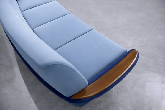 Image 1 of Vintage Mid-Century Scandinavian Modern Blue Velvet Living Room Set by Holm Fabriker AB, Set of 2, 1960s