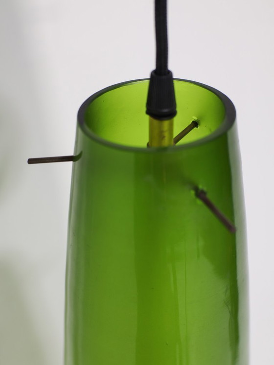 Image 1 of Murano glass pendant lamp green Alessandro Pianon 1960s