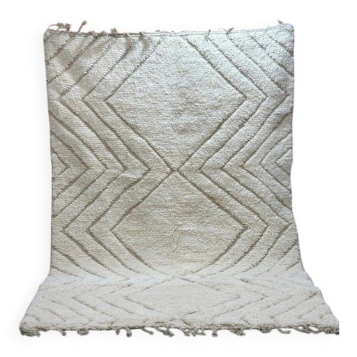 Alfombra bereber marroquí blanca decorada 200cmx300cm