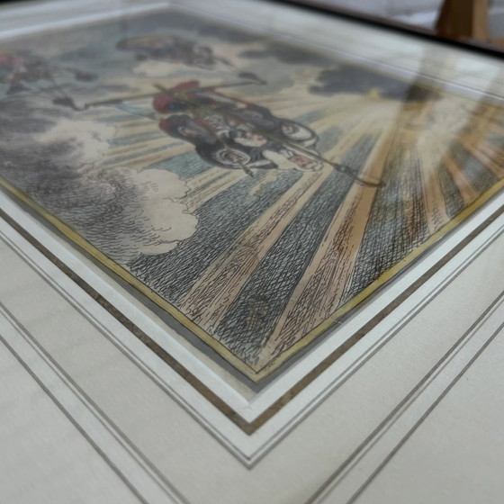 Image 1 of Raro originale colorato a mano - L'equilibrio del gabinetto - James Gillray (1757-1815)