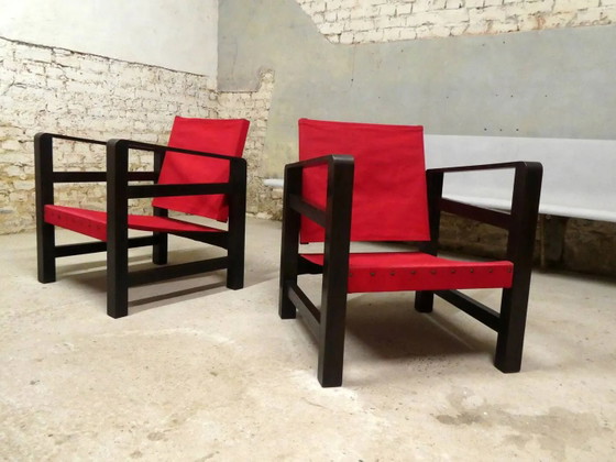 Paire de fauteuils safari en chêne, 1950 – Vintage (photo 11 of 11)