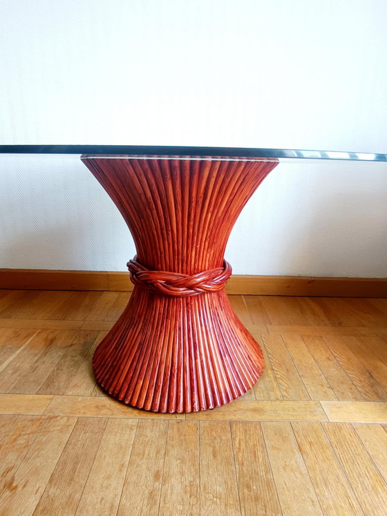 Image 1 of Maugrion for Roche Bobois, circa 1980 Table from the Le Rotin Prestige collection, wheat sheaf model.  Round table base