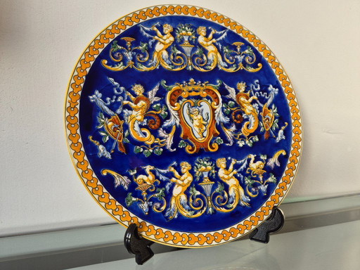Plato decorativo vintage "Renacimiento" de Gien, Francia, años 60/70.