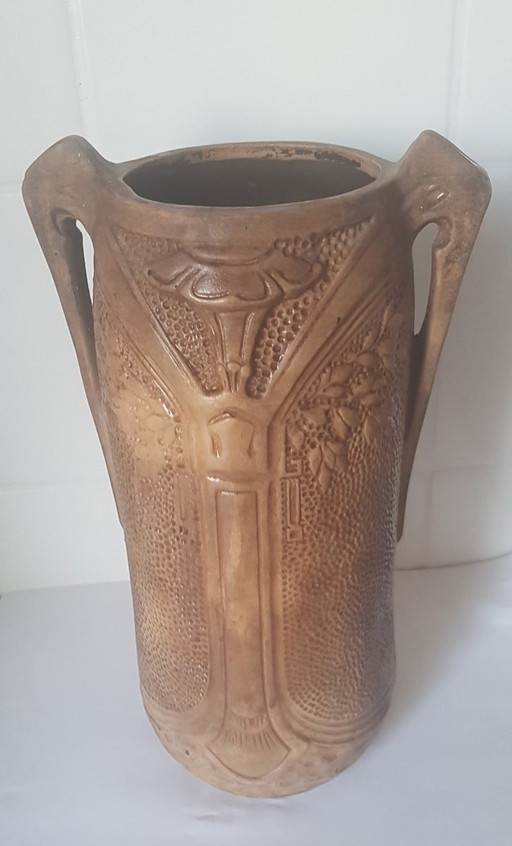 Vase Art Nouveau en céramique non émaillée