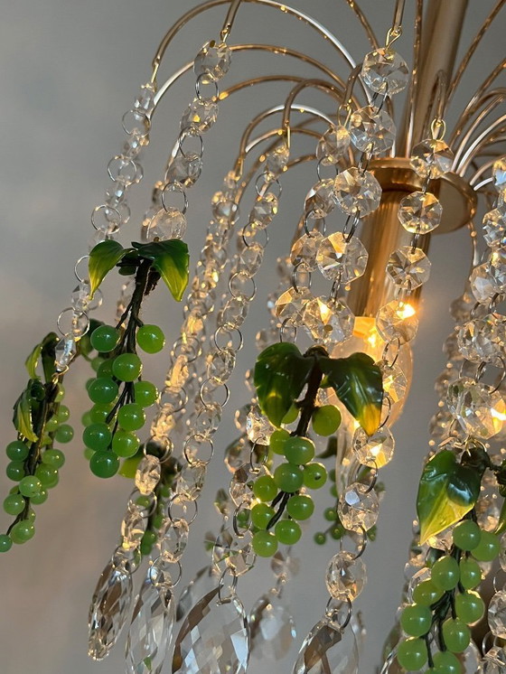 Image 1 of Set di 3 lampadari a goccia vintage a forma di uva verde di Murano