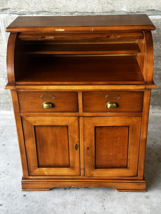 Roltafel van kersenhout – Klein opbergbureau, tweede helft van de 20e eeuw – Fabrication artisanale, Wood (photo 6 of 14)