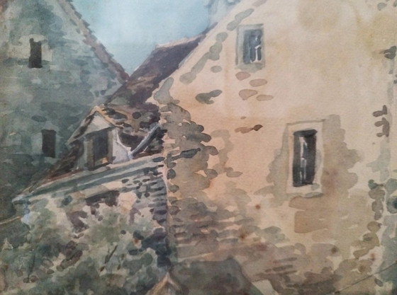 Watercolor by Stanley Inchbold, Chaumont (Haute-Marne), 1918 – Paintings & Drawings, Glass, Paper (photo 4 of 11)