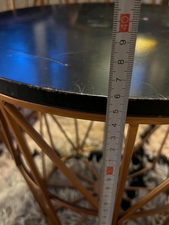 Image 1 of Set van 3 moderne bijzettafels met draadmand - koper met zwart